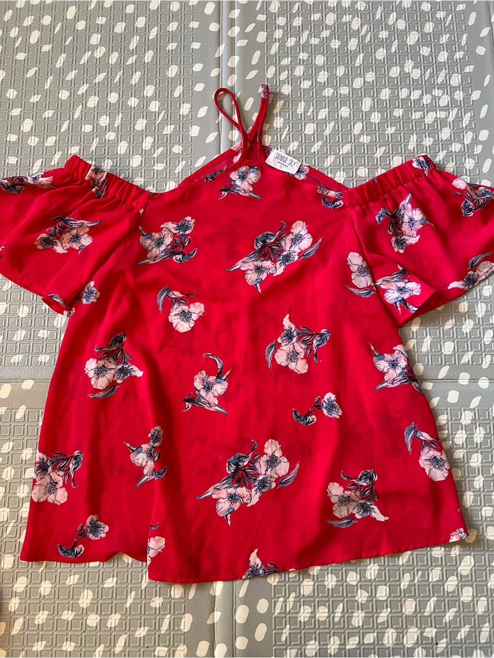 Sienna Sky Red Floral Cold-Shoulder Camisole